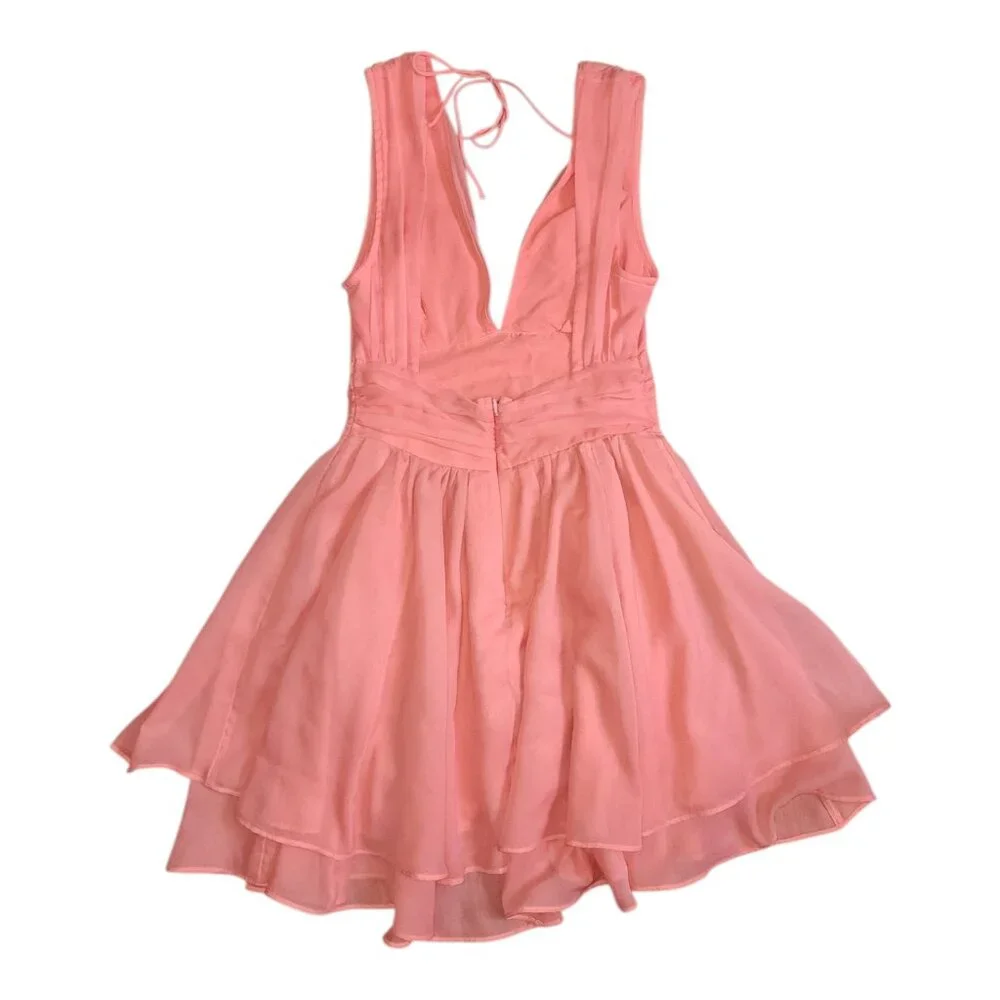Abercrombie & Fitch Dress Womens Size XS Coral Flirty‎ Tiered Mini Coquette - Picture 3 of 7
